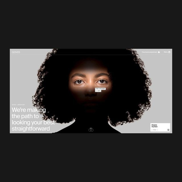 A modern, minimalist web design featuring a striking portrait with dramatic lighting that emphasizes the subject's eyes against a dark background. The layout combines bold typography with clean whitespace, creating a sophisticated and contemporary aesthetic that balances visual impact with elegant simplicity.