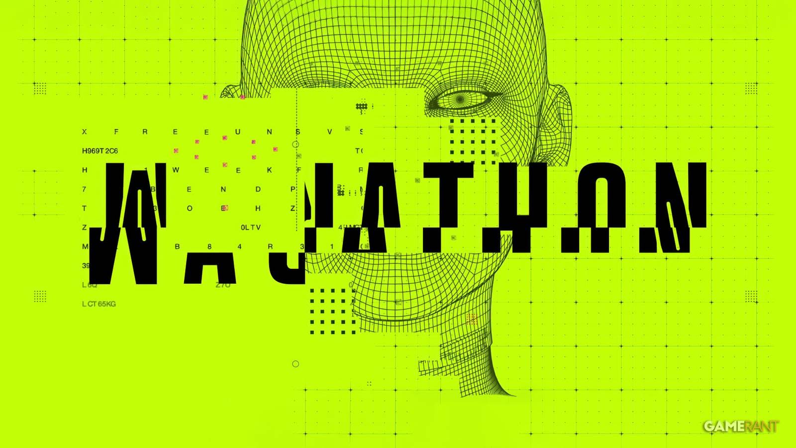 This design utilizes a striking, high-contrast visual language combining geometric wireframes with bold typography. The image conveys a strong sense of futuristic technology and digital precision through its sharp lines and vibrant color scheme.