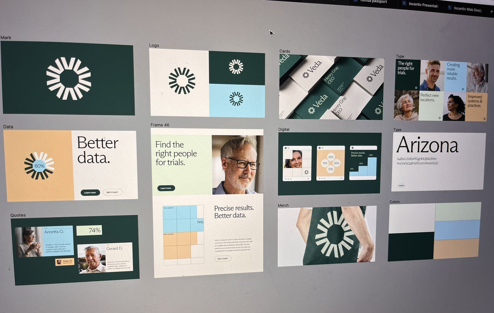 The image displays a collection of clean, modern, and professional-looking presentation slides or mockups, characterized by a dark green and white color scheme. The design emphasizes clear data visualization and straightforward information hierarchy, suggesting a focus on analytical or business reporting.