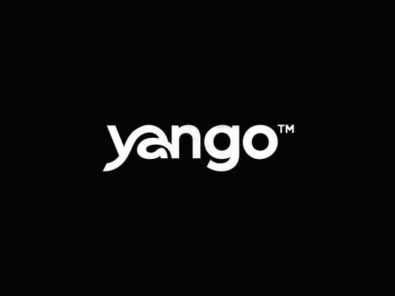The image features a clean, minimalist wordmark for the brand 'yango' set against a stark black background. The design relies on simple, modern typography to convey a sense of sophistication and contemporary branding.