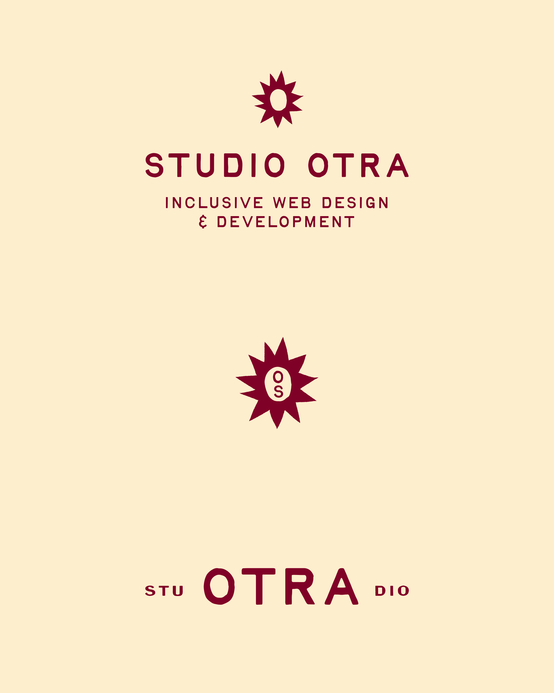 The design is minimalist and elegant, utilizing a muted, warm beige background with simple, centered typography and a striking, stylized sunburst icon. The visual language is clean, sophisticated, and conveys a sense of focused professionalism.