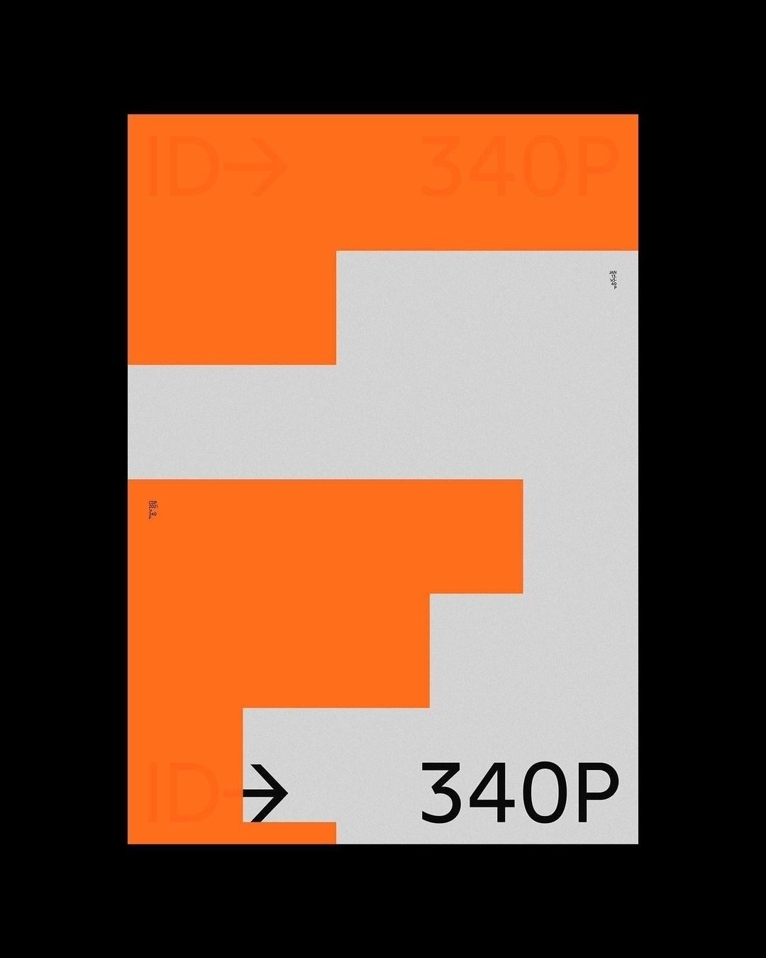 A minimalist geometric composition featuring bold orange and light gray shapes arranged in an abstract, interlocking pattern against a black background. The design employs a modern, constructivist aesthetic with clean lines and high contrast, creating a dynamic visual rhythm through asymmetrical block placement.