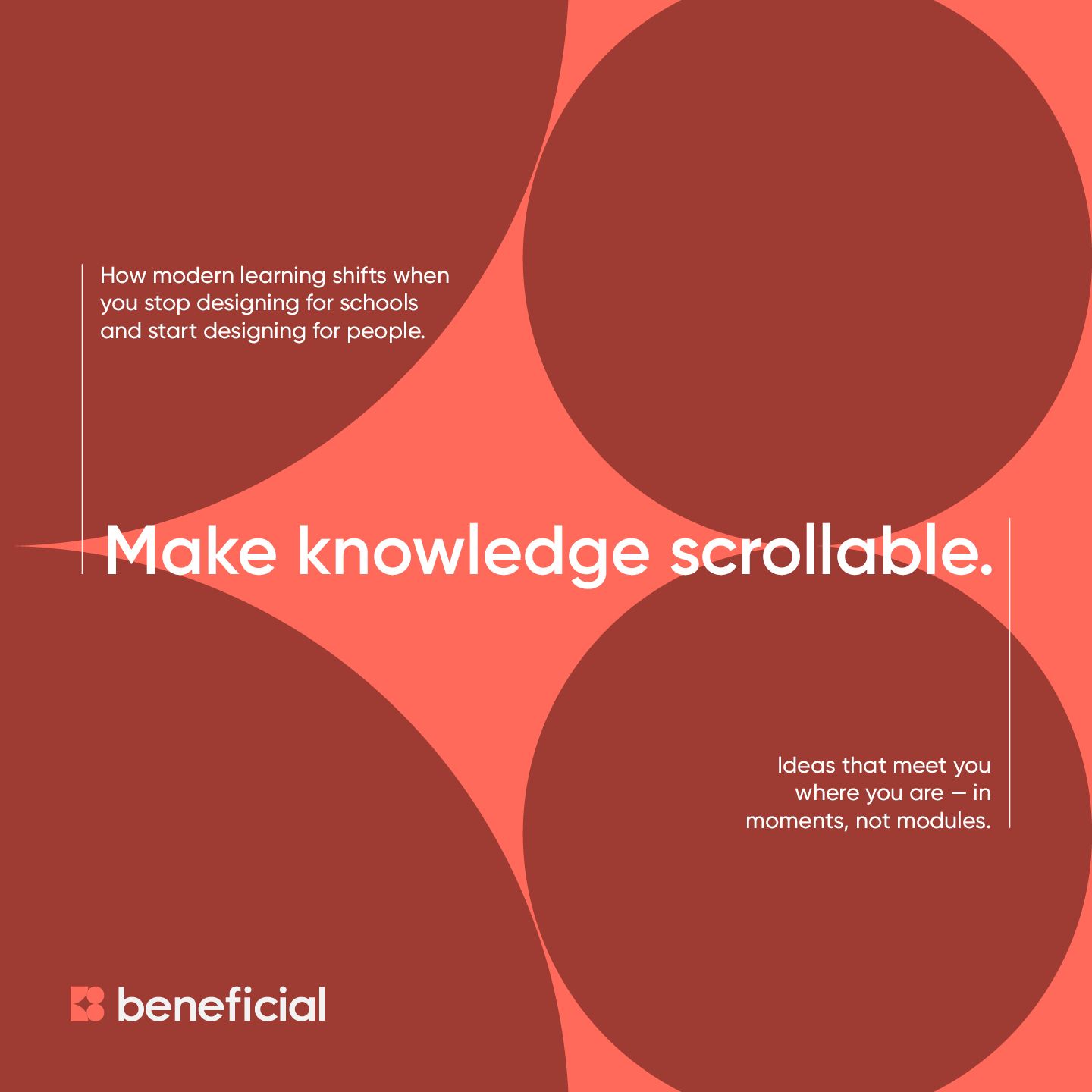 The design uses a warm, earthy color palette dominated by deep reds and oranges, creating an inviting yet serious tone. The layout is modern and uses large, overlapping circular shapes to draw attention to the central text and key concepts.