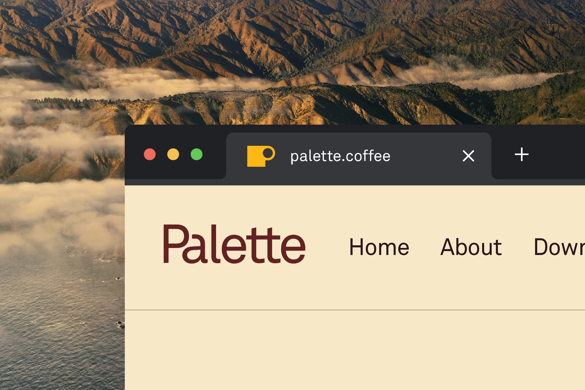 This image beautifully juxtaposes rugged, atmospheric natural landscapes with a clean, modern user interface design. The visual language emphasizes earth tones and organic textures while the overlay introduces a minimalist, structured digital element. The overall feel is grounded, serene, and sophisticated.