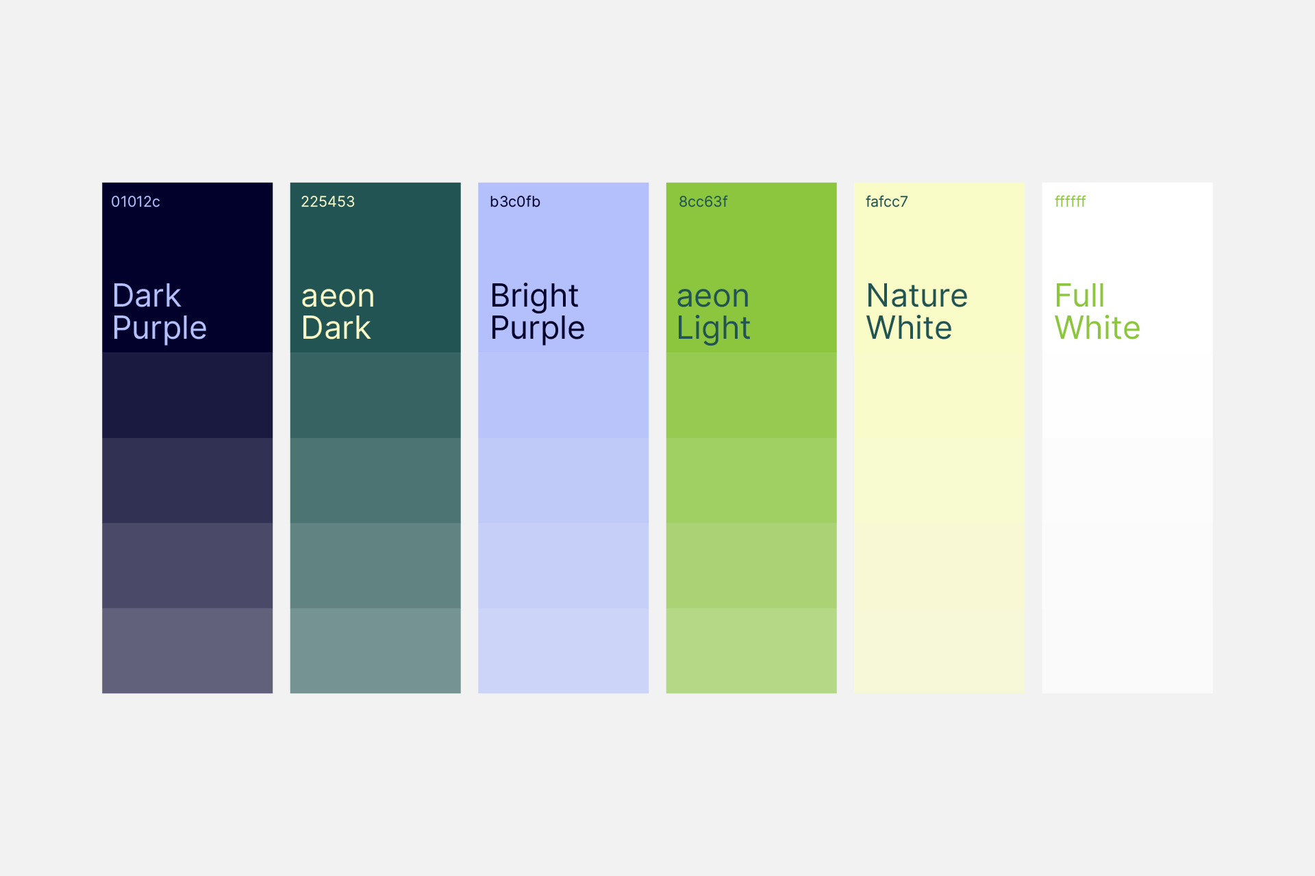 This image displays a vertical color palette or gradient, characterized by deep, muted tones transitioning through greens and blues to a pale yellow-green. The design is clean, modern, and professional, utilizing distinct blocks of color to suggest a spectrum or progression.