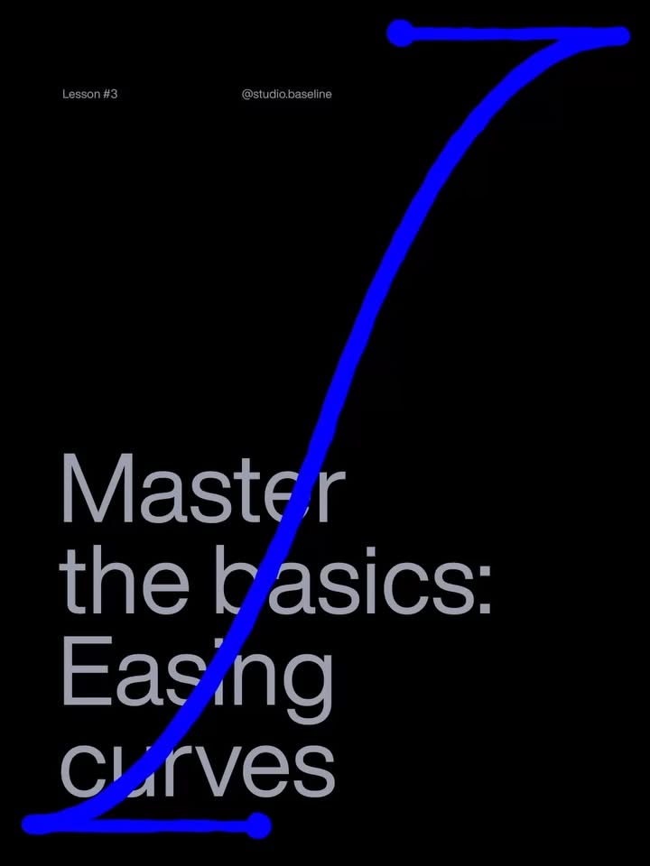 A minimalist educational design featuring a bold blue bezier curve against a black background, illustrating design fundamentals. The composition uses high contrast and geometric precision to convey technical instruction with modern sophistication.