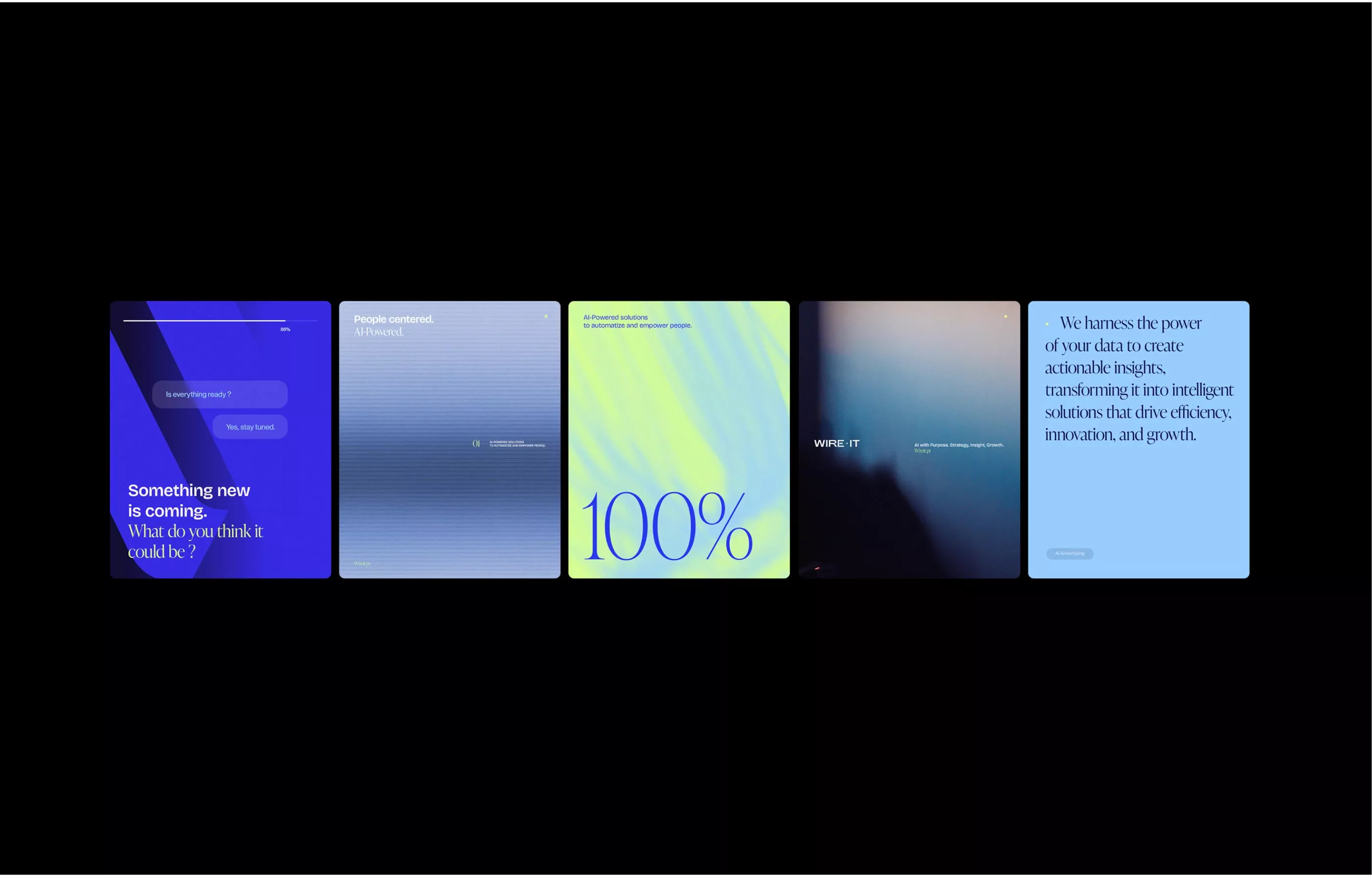 This design features a clean, modern presentation style utilizing smooth color gradients and high contrast typography. The visual language is professional and corporate, emphasizing clarity and a sense of innovation through the use of cool blues and vibrant accents.