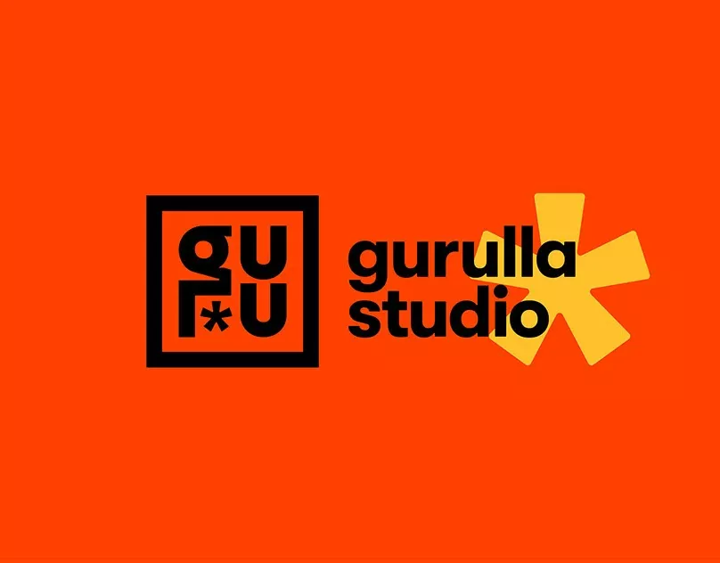 This design utilizes a high-contrast, bold color palette of orange and black, balanced by a vibrant yellow accent. The visual language is modern and geometric, employing strong typography and a dynamic graphic element to create a striking brand identity.