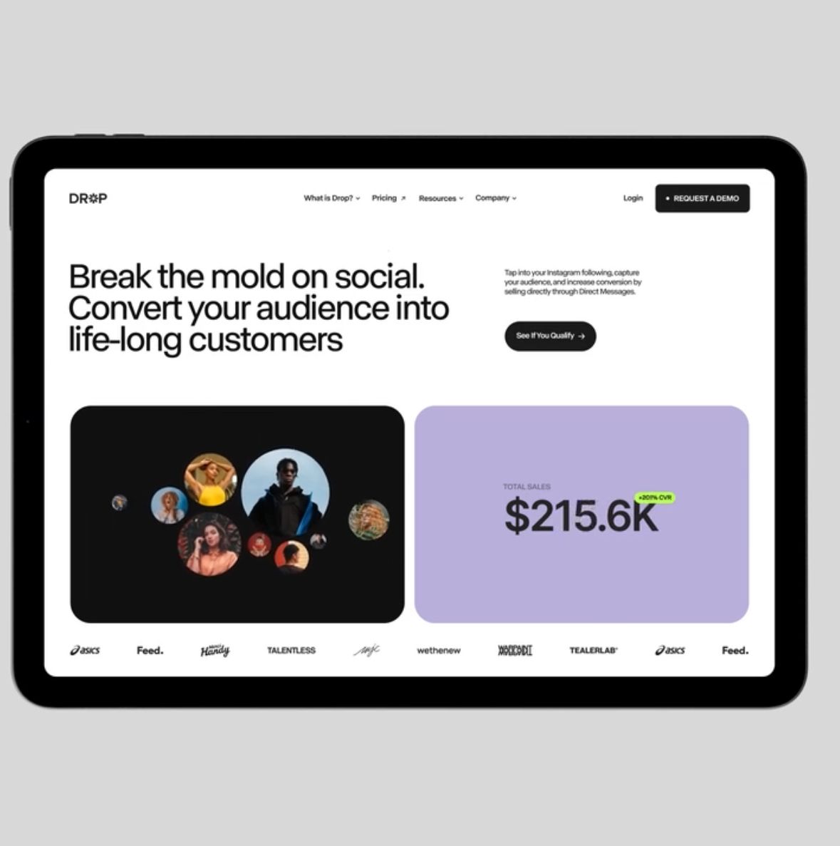 This design utilizes a clean, minimalist aesthetic with ample white space to emphasize the core message and key financial results. The visual language is professional and corporate, relying on clear typography and strong contrast to drive the message of conversion and success.