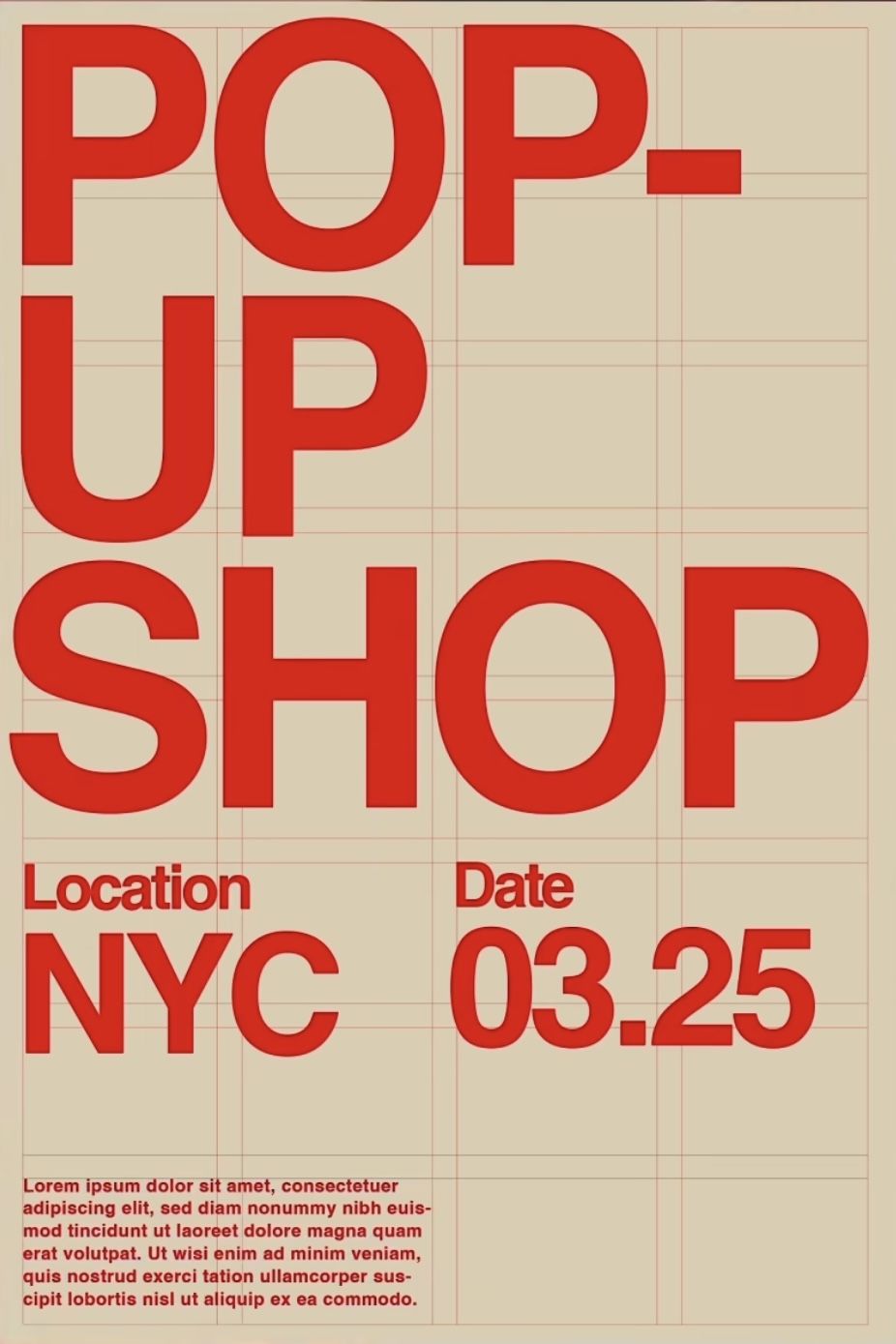 This poster utilizes a bold, high-contrast design with large, sans-serif typography set against a subtle grid background. The visual language is direct and utilitarian, relying on strong color blocking to emphasize the main subject matter.