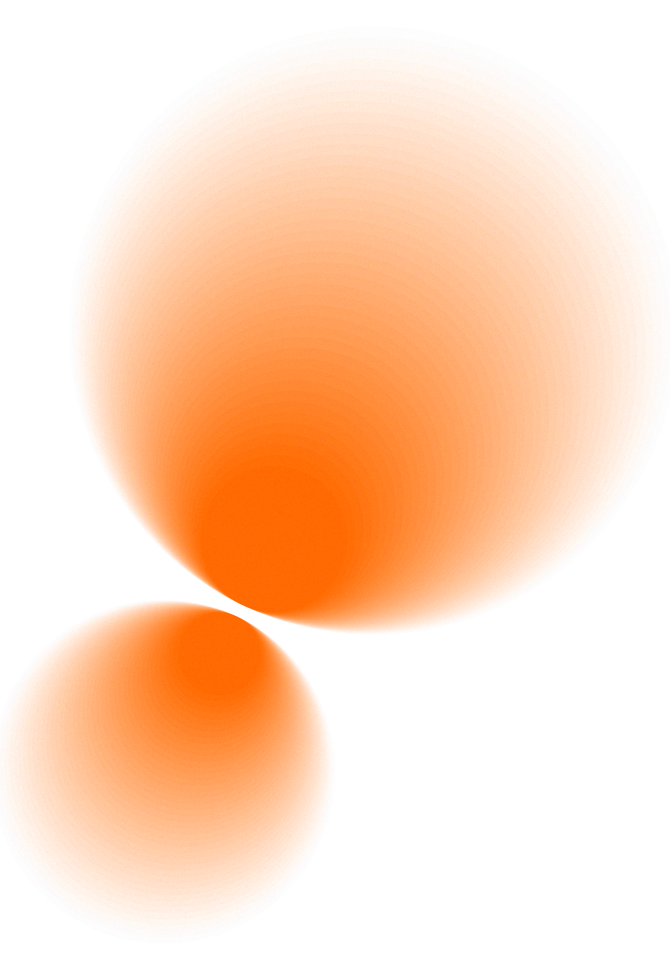 This image features two overlapping, soft-edged, circular forms rendered in warm orange and peach tones. The design relies heavily on gradients and subtle luminosity to create a sense of depth and gentle interaction between the shapes.