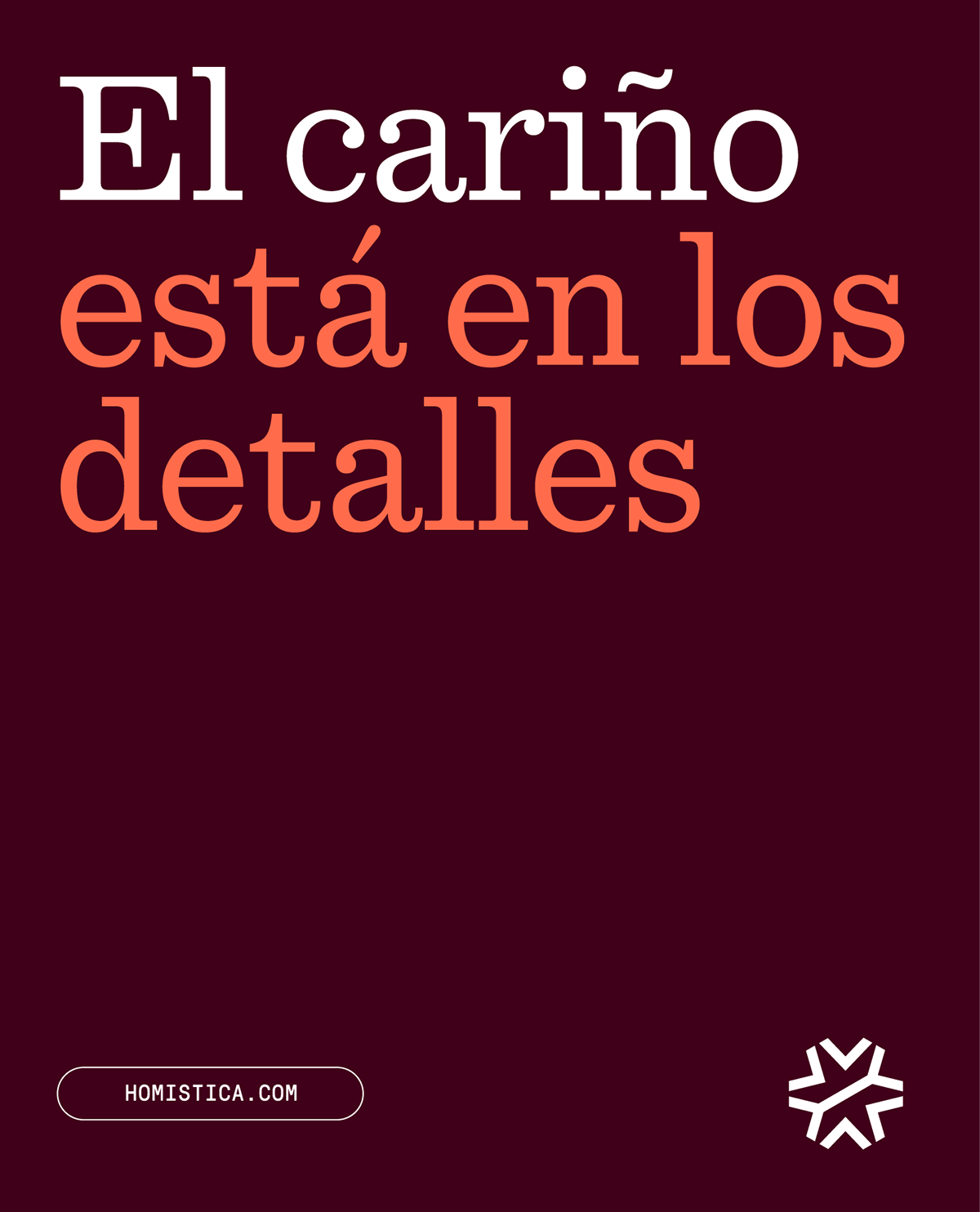 This design uses a high-contrast palette of deep burgundy and warm coral to create an intimate and sophisticated feel. The clean, bold typography draws immediate attention to the quote, suggesting a focus on detailed content and quality.