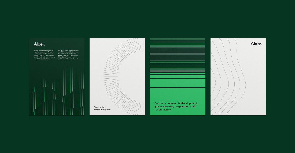 The design utilizes a minimalist and structured approach, employing a monochromatic palette with subtle geometric patterns to convey professionalism and modern simplicity. The layout is clean and modular, presenting information in distinct, equally weighted panels.