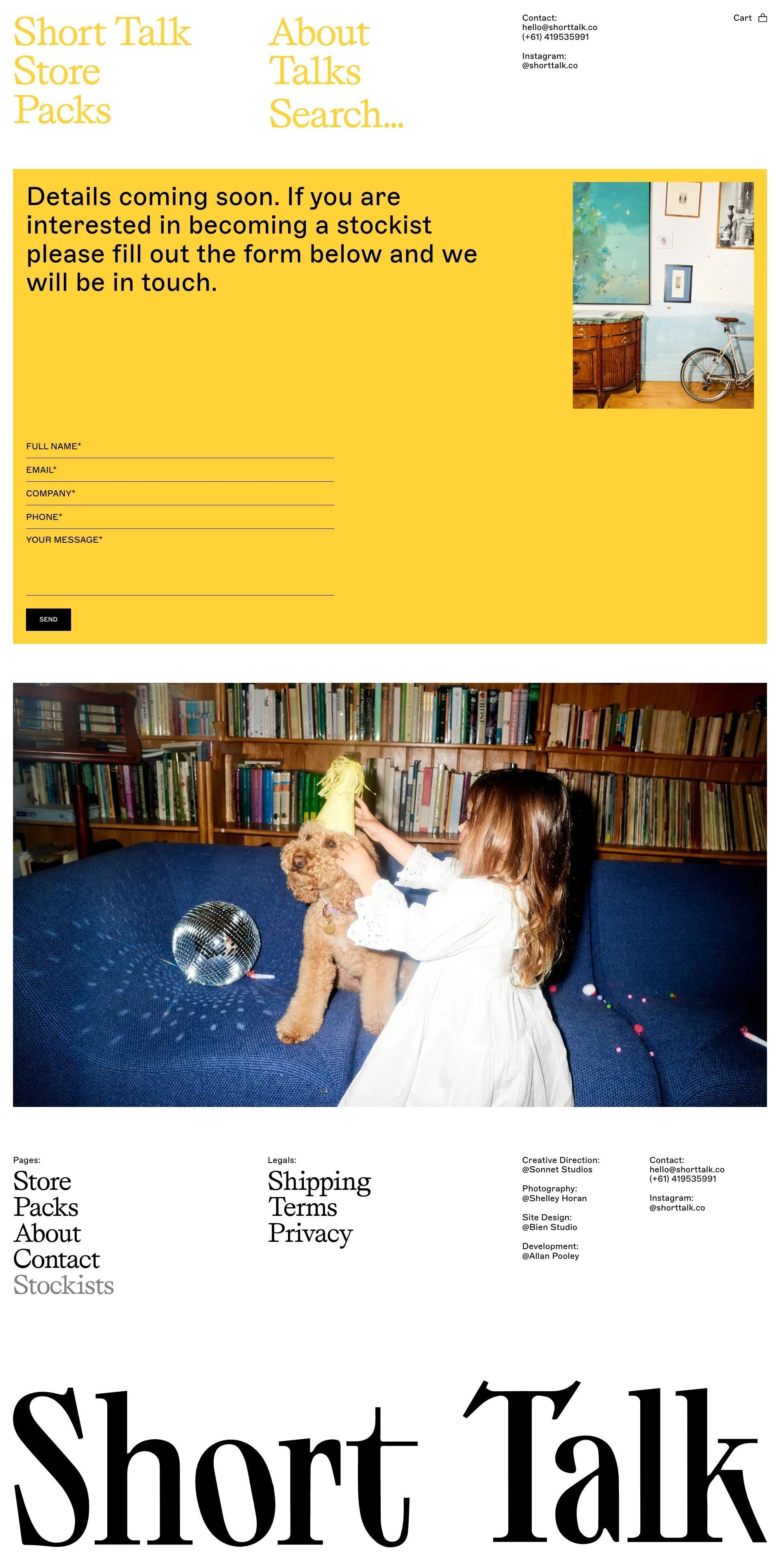 The design is clean, minimalist, and professional, utilizing a strong yellow accent against a white background to draw attention to the call to action. The layout is structured with clear sections, balancing text and a warm photographic element.