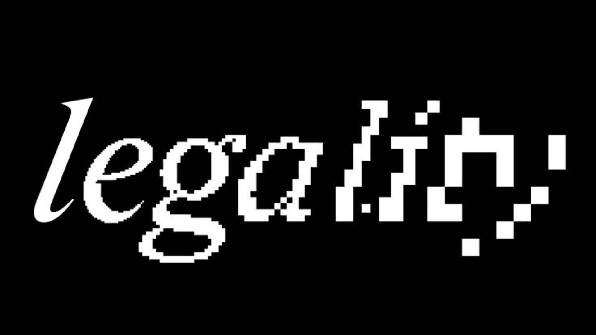 The image displays the word 'legalin' rendered in a pixelated or low-resolution digital font style. The design is stark and monochromatic, relying on the blocky nature of the pixels to convey a modern, perhaps slightly retro or technical feel.