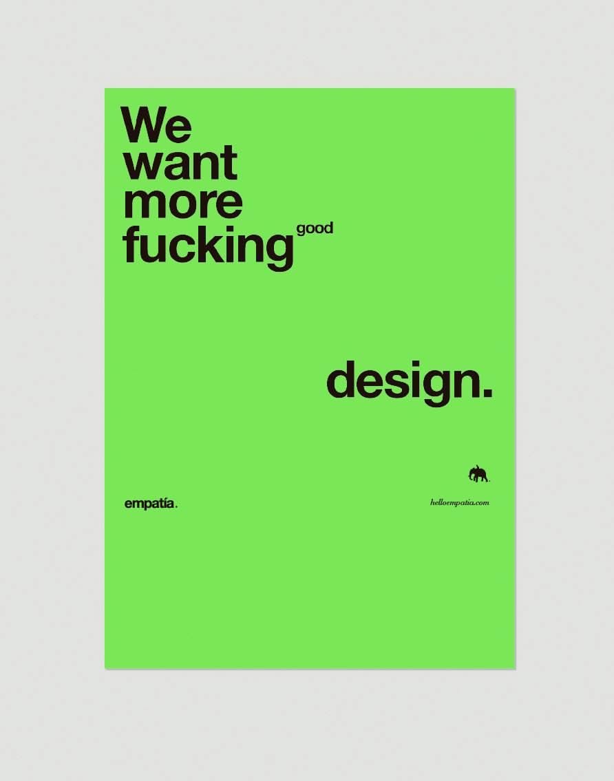 The design is minimalist and bold, utilizing a high-contrast pairing of black text against a vibrant, light lime green background. The layout is stark and direct, focusing entirely on the provocative text to convey a strong, assertive message.