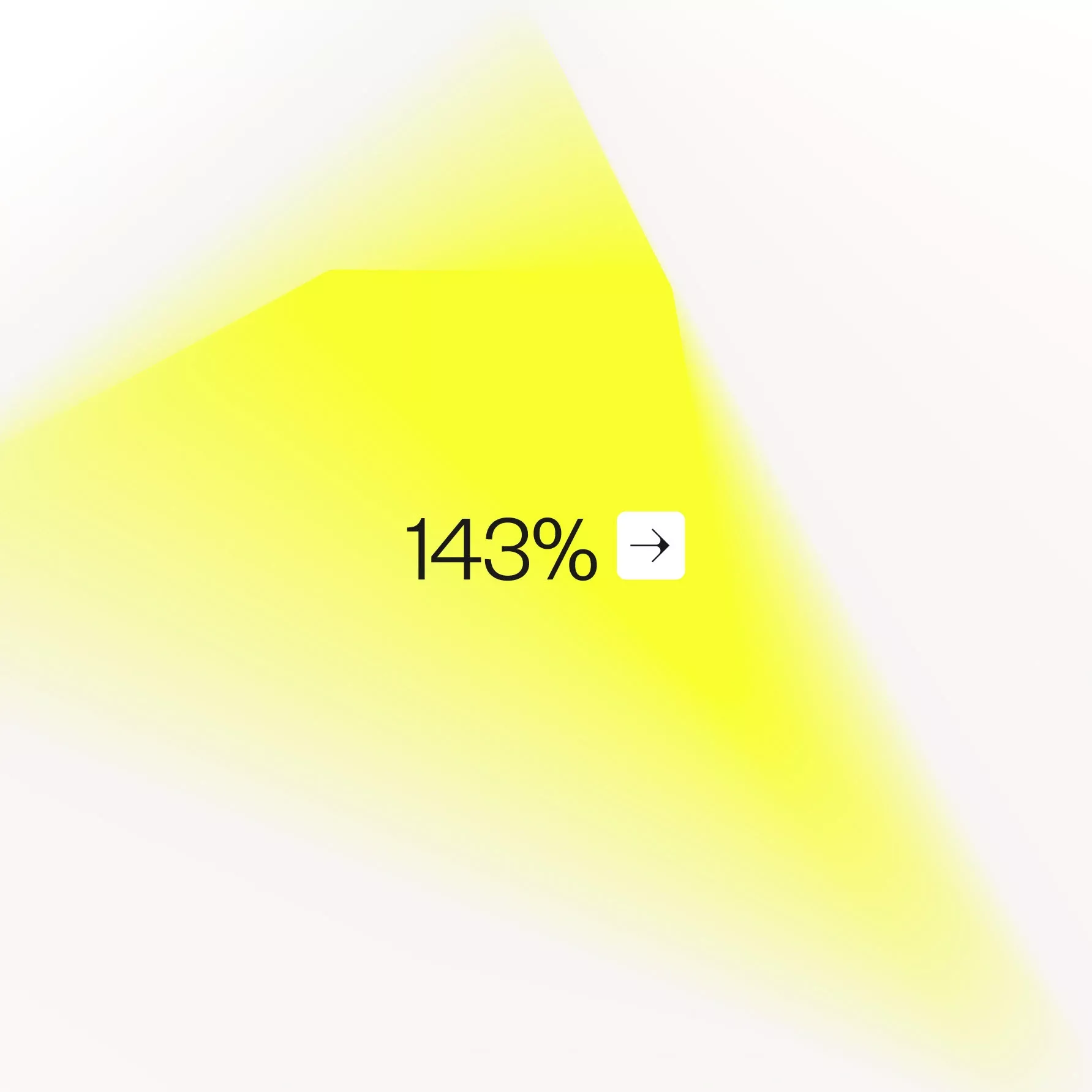 This design uses a bright, energetic yellow form with a glowing effect to emphasize a metric or percentage. The visual language is modern and high-contrast, relying on strong color saturation to draw immediate attention to the data point.