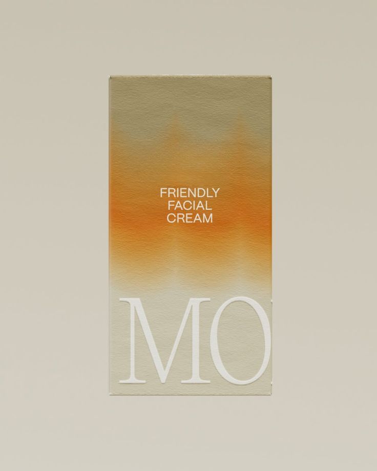 This design utilizes a soft, warm gradient background to convey a natural and gentle feel, relying on high-contrast white typography against the subtle orange hue. The visual language is minimalist and clean, effectively positioning the product as natural and soothing.