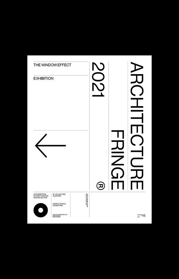 This is a stark, minimalist exhibition label design characterized by high contrast and severe asymmetry. The visual language relies heavily on negative space and clean, sans-serif typography to convey a sense of academic rigor and modern precision.
