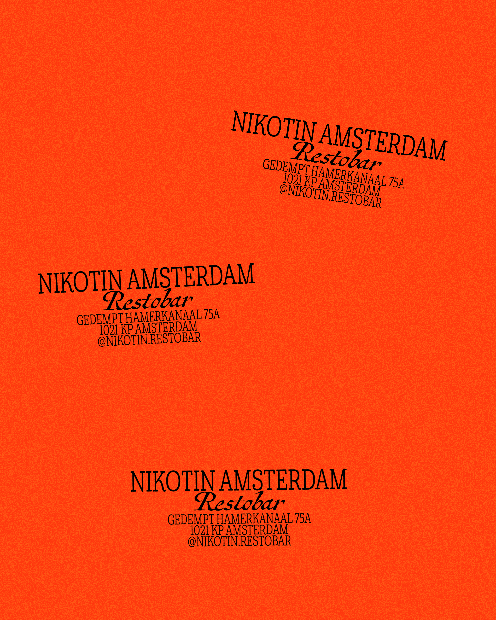 This design utilizes a high-energy, saturated orange palette to create an immediate and warm visual impact. The layout relies heavily on repetition and bold typography to establish a strong, assertive brand presence. The overall feel is vibrant, energetic, and distinctly retro.