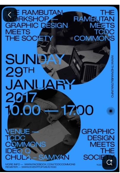 A bold contemporary event poster featuring a vibrant blue background with fragmented black and white photography integrated into the typography. The design employs a modern, layered approach that merges graphic design principles with photographic elements, creating visual tension and dynamism.