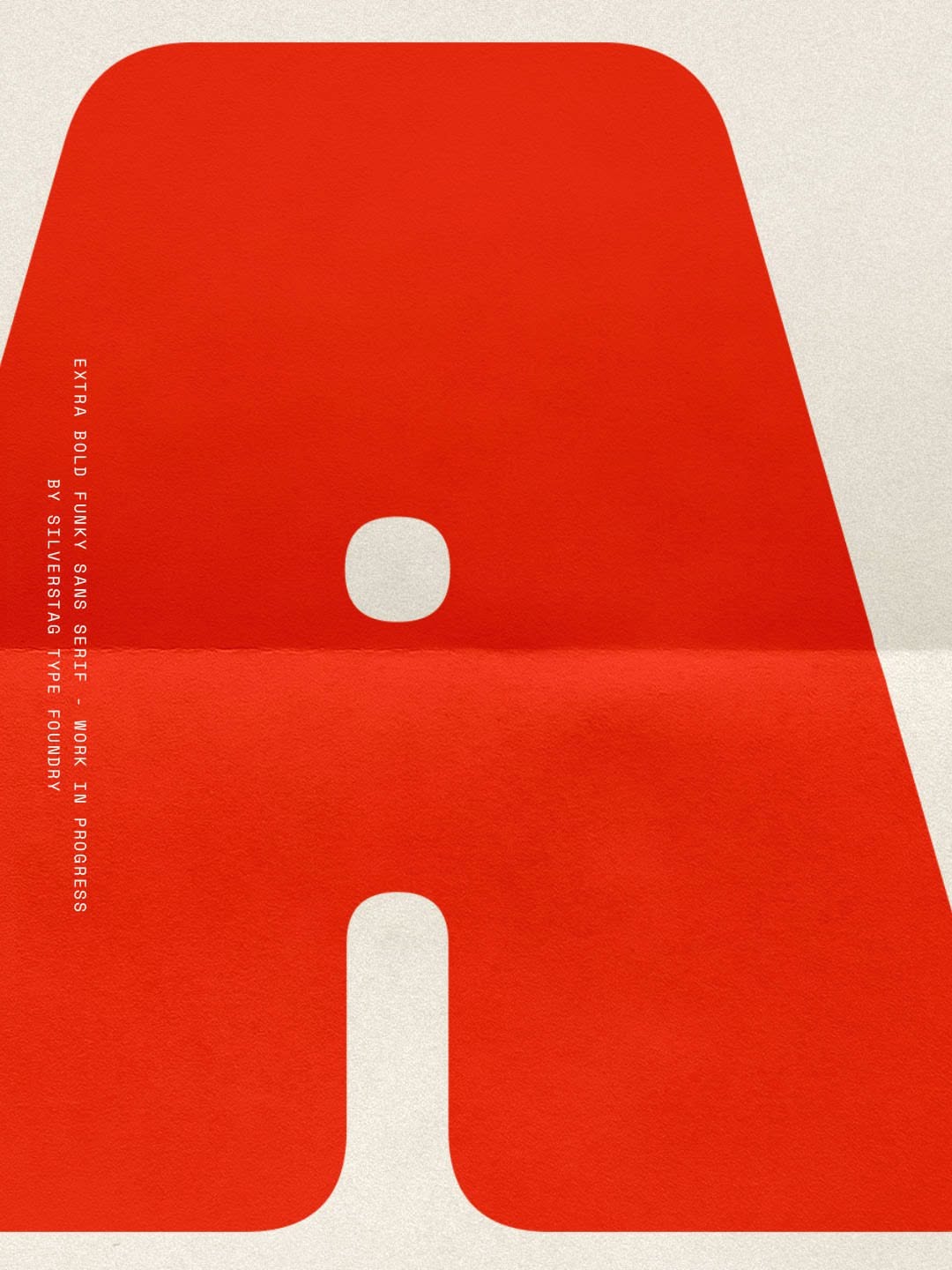 This is a bold, minimalist design featuring a large, sans-serif letter 'A' rendered in a vibrant, solid red. The design emphasizes clean geometry and negative space, creating a strong, modern, and assertive visual statement.