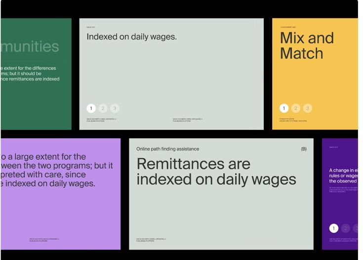 This design utilizes a clean, modular layout with ample whitespace to present complex information clearly. The visual language is modern and professional, relying on distinct blocks of color to segment different concepts effectively. The overall feel is organized, trustworthy, and highly focused on conveying specific data points.