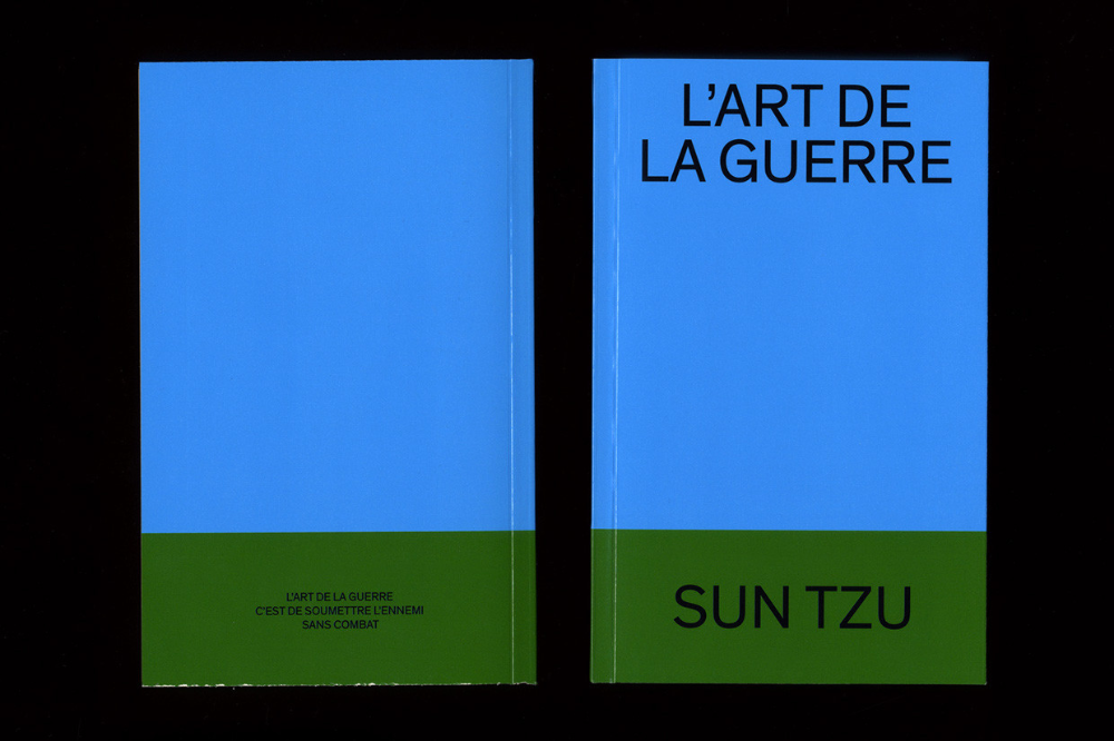 This design utilizes a stark, minimalist approach, relying on a strong vertical division between a bright blue field and a contrasting olive green text block. The visual language is clean, academic, and direct, emphasizing clarity over ornamentation.