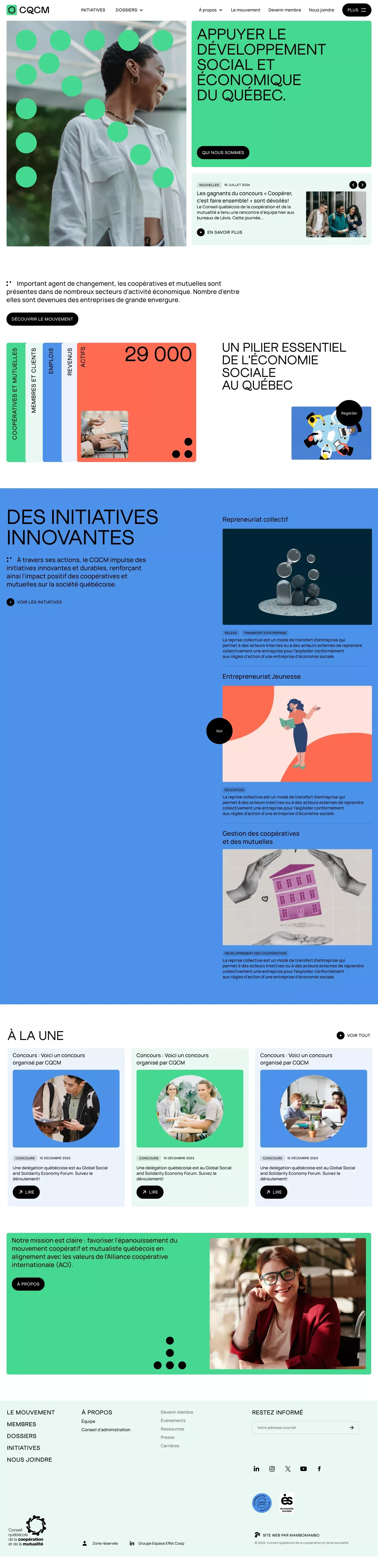 The design features a clean, modern layout dominated by shades of teal and white, utilizing ample negative space to present information in a structured, card-based format. The visual language is professional and corporate, relying on simple iconography and clear typography to convey serious content.