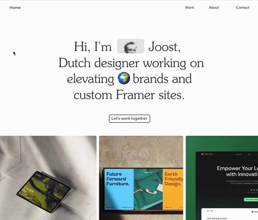 The design is clean, minimalist, and professional, utilizing ample white space to focus attention on the introductory text. The visual language is modern and direct, employing simple typography and a subtle use of color accents to convey expertise in design services.