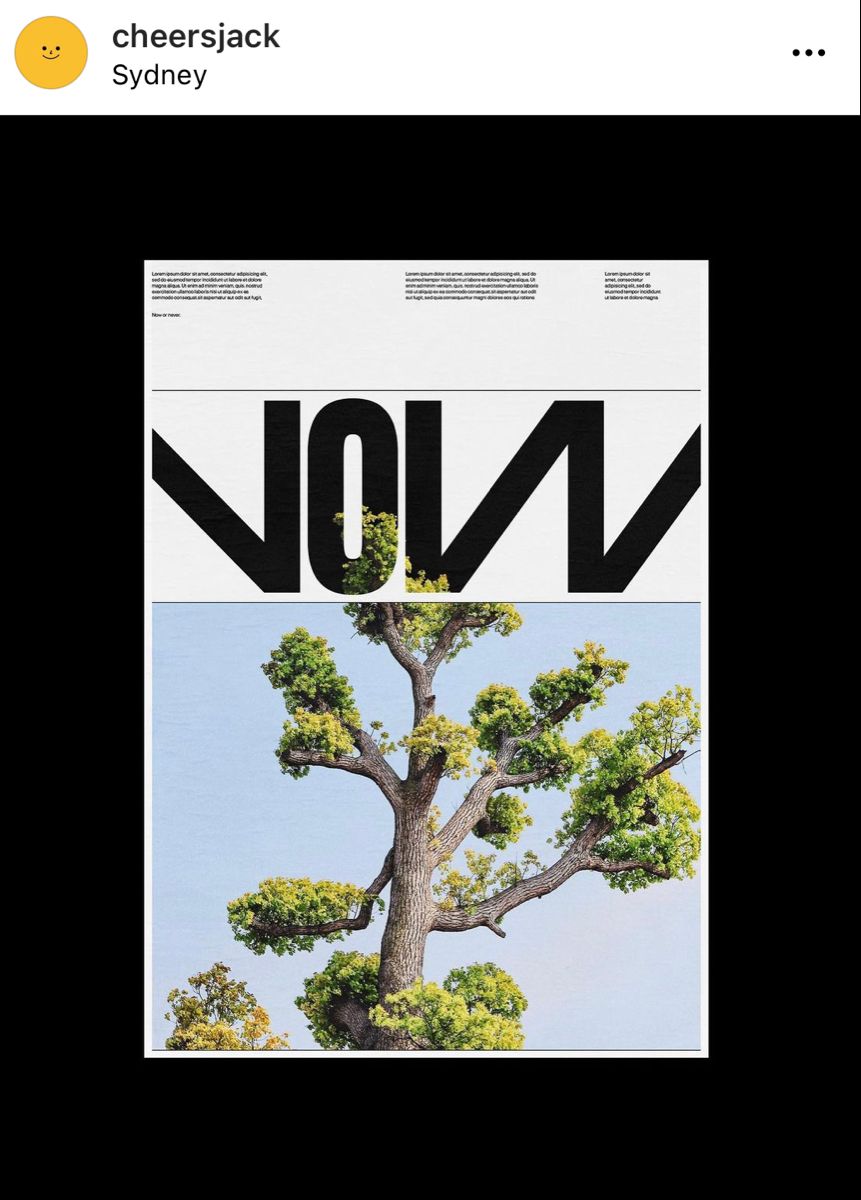 This design utilizes high contrast between stark black typography and a natural photographic element, creating a modern yet organic visual tension. The composition is clean and minimalist, allowing the texture of the tree to serve as a grounding, soft counterpoint to the bold graphic elements.