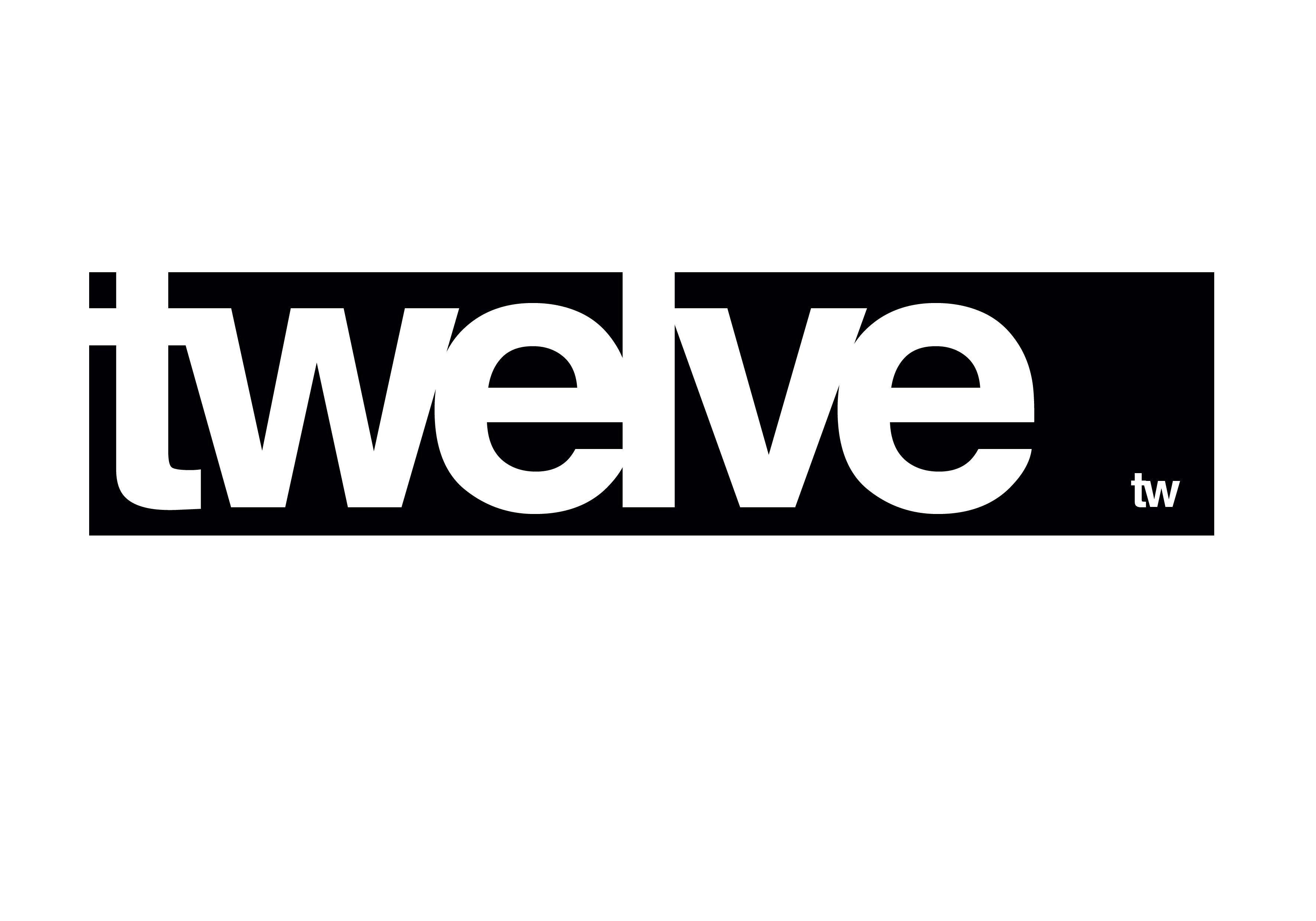 The logo features a bold, sans-serif typeface for the word 'twelve' set in white against a solid black background, conveying a modern and strong presence. The design is clean, minimalist, and relies on high contrast for immediate recognition.