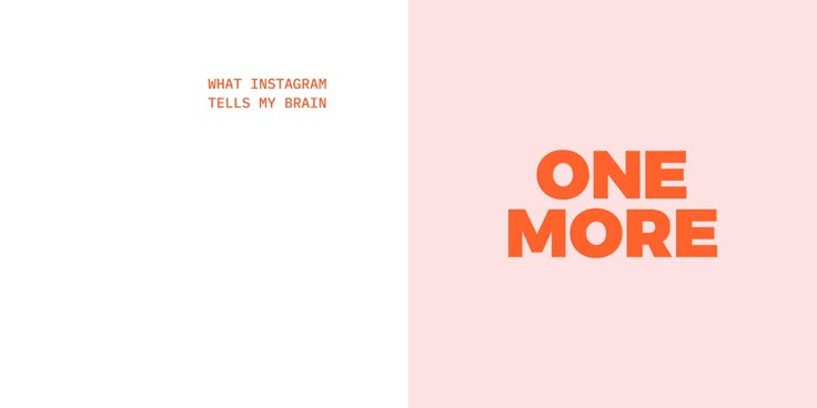 This design utilizes a stark yet soft split composition, contrasting a clean white space with a warm, muted pink background. The visual language is minimalist, relying heavily on large, impactful typography to convey a reflective message.