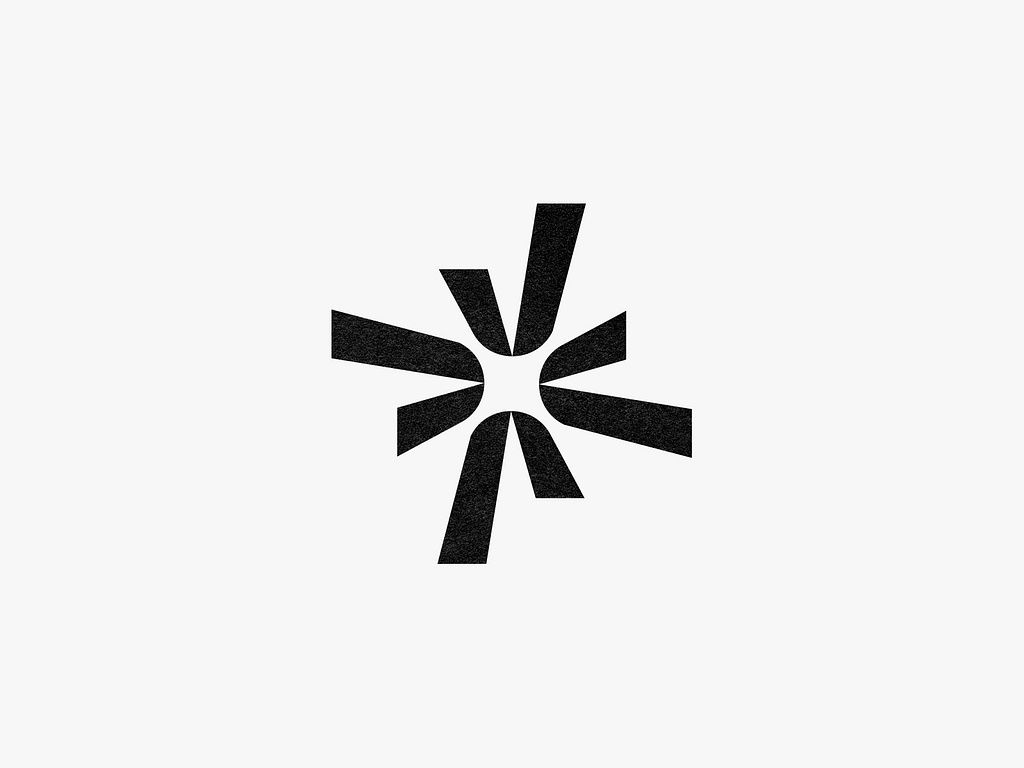 This is a high-contrast, abstract graphic mark characterized by sharp, angular lines radiating outward from a central point. The design utilizes negative space effectively to create a dynamic, starburst-like effect that conveys energy and precision. The overall visual language is clean, modern, and highly symbolic.