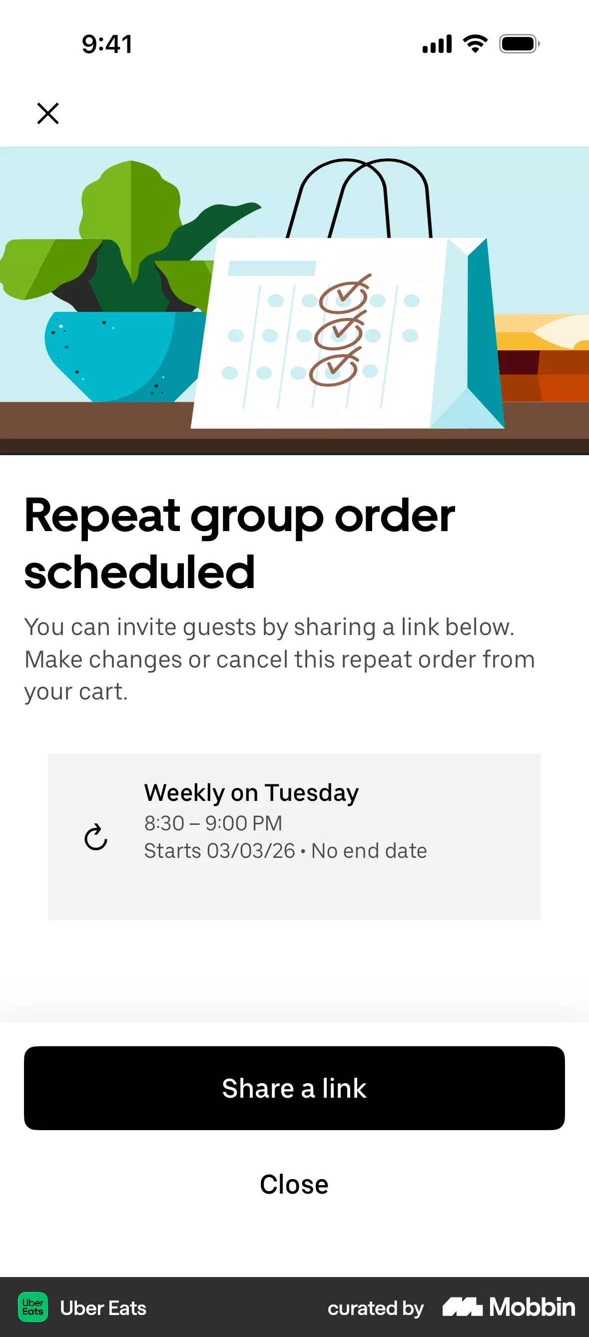 This screen features a clean, modern user interface typical of mobile applications, utilizing soft pastel colors and clear visual hierarchy to communicate scheduled events. The design is highly functional, prioritizing readability and ease of navigation through simple icons and well-defined text blocks.