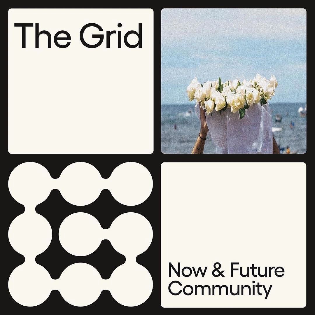 This graphic uses a clean, minimalist approach, employing high contrast between black text and white space alongside organic photography and abstract geometric patterns. The overall visual language is structured, modern, and evokes a sense of serene contemplation and forward-thinking design.