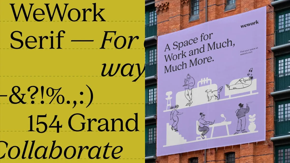 The image is a promotional graphic featuring bold, clean typography against a muted yellow background, paired with a large, modern mural-like visual on the right. The design balances clear textual information with a softer, illustrative graphic to convey a message about collaboration and work.