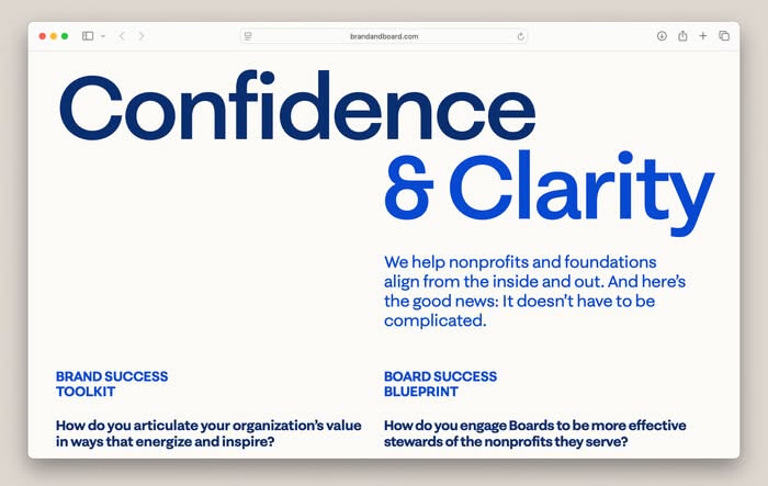 This design employs a clean, modern minimalist aesthetic characterized by ample white space and strong typographic hierarchy. The visual language is professional and trustworthy, using simple elements to ensure the core message—confidence and clarity—is immediately apparent.