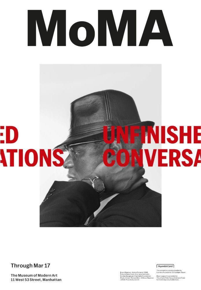 This is a stark, high-contrast promotional graphic featuring a black and white portrait of a man in a fedora, overlaid with bold, sans-serif typography. The design is minimalist and serious, utilizing negative space effectively to draw focus to the subject and the text.
