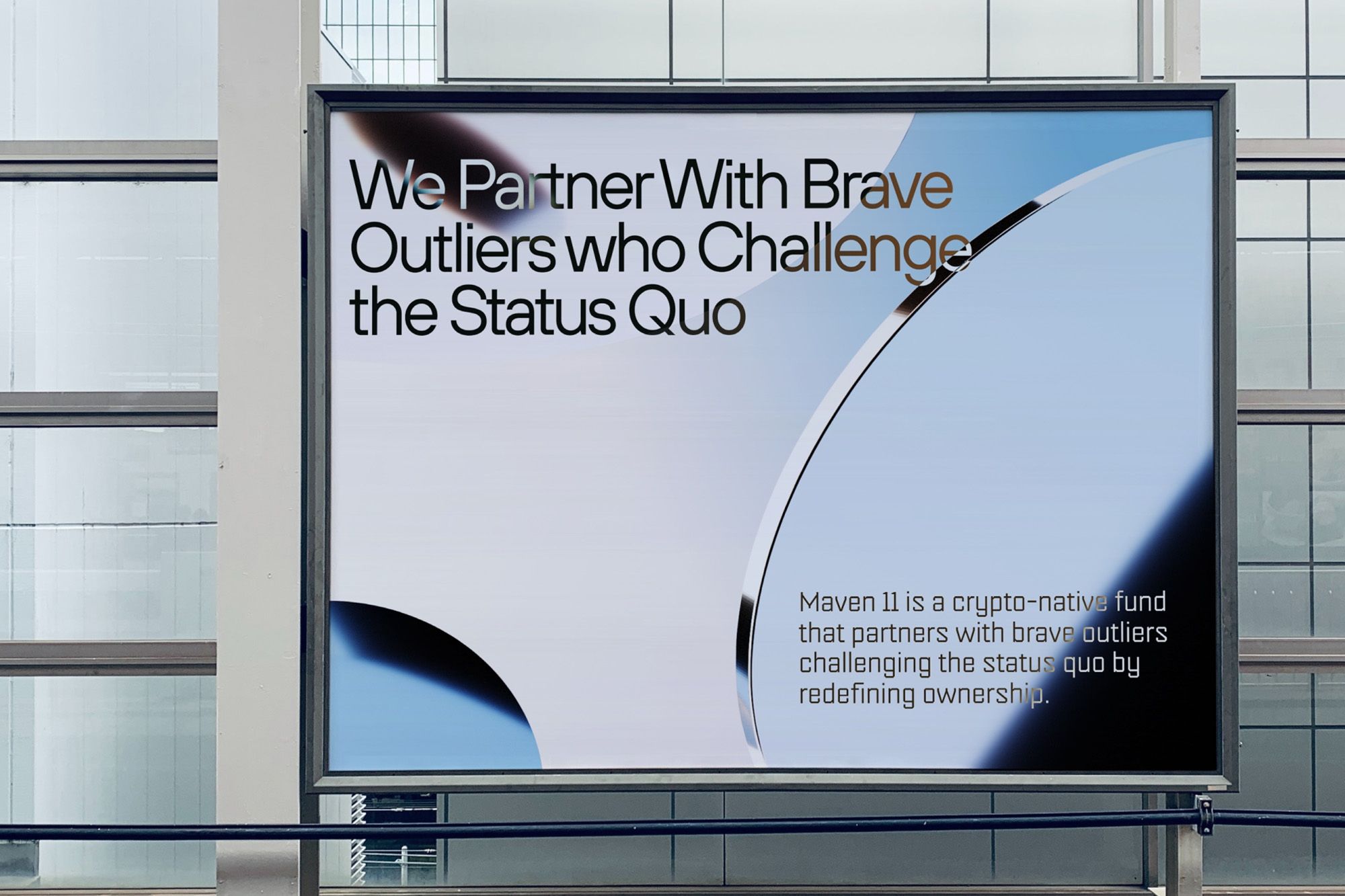 This design employs a clean, minimalist aesthetic characterized by ample negative space and professional typography. The visual language balances stark white backgrounds with sophisticated curves in various blues to convey innovation and trust. The overall feel is modern, authoritative, and forward-thinking, suitable for a finance or technology sector.