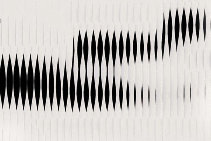 This image features a high-contrast, minimalist pattern composed of vertical lines and repeating black diamond shapes against a bright white background. The design relies heavily on geometric precision and rhythmic repetition to create visual texture and movement. It embodies a clean, modern aesthetic suitable for sophisticated graphic applications.