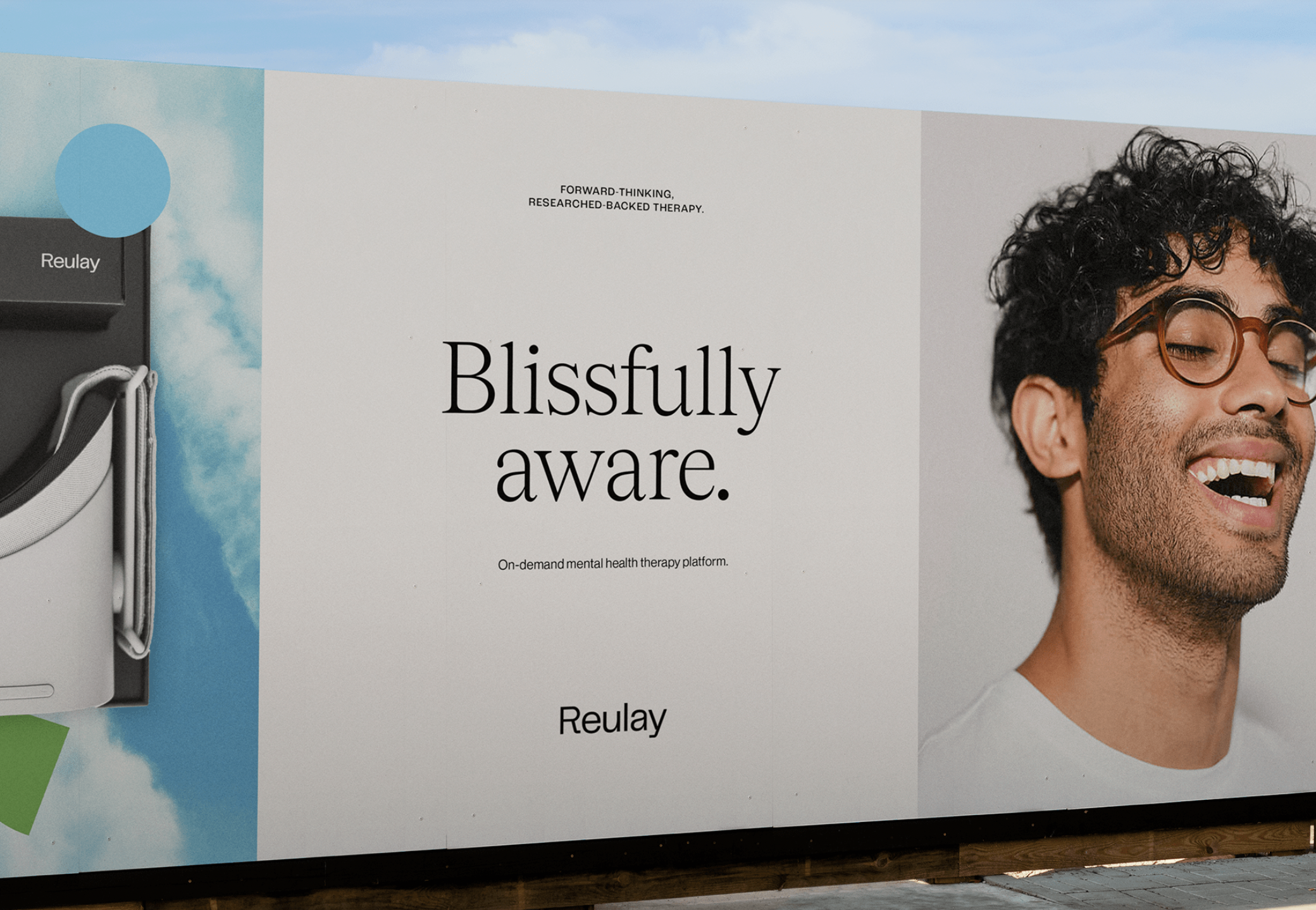 This design employs a clean, modern aesthetic utilizing ample white space and soft gradients to convey trust and calm. The visual language balances professional textual information with an approachable, human portrait to promote a mental health service.