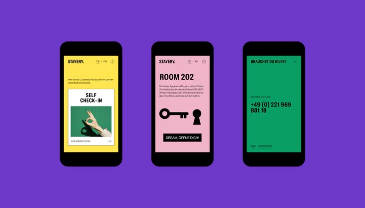The image displays three mobile screen mockups, likely for a digital keyless entry or access system. The design is clean, minimalist, and functional, utilizing high contrast between dark backgrounds and bright, clear text and icons to convey security and ease of use.