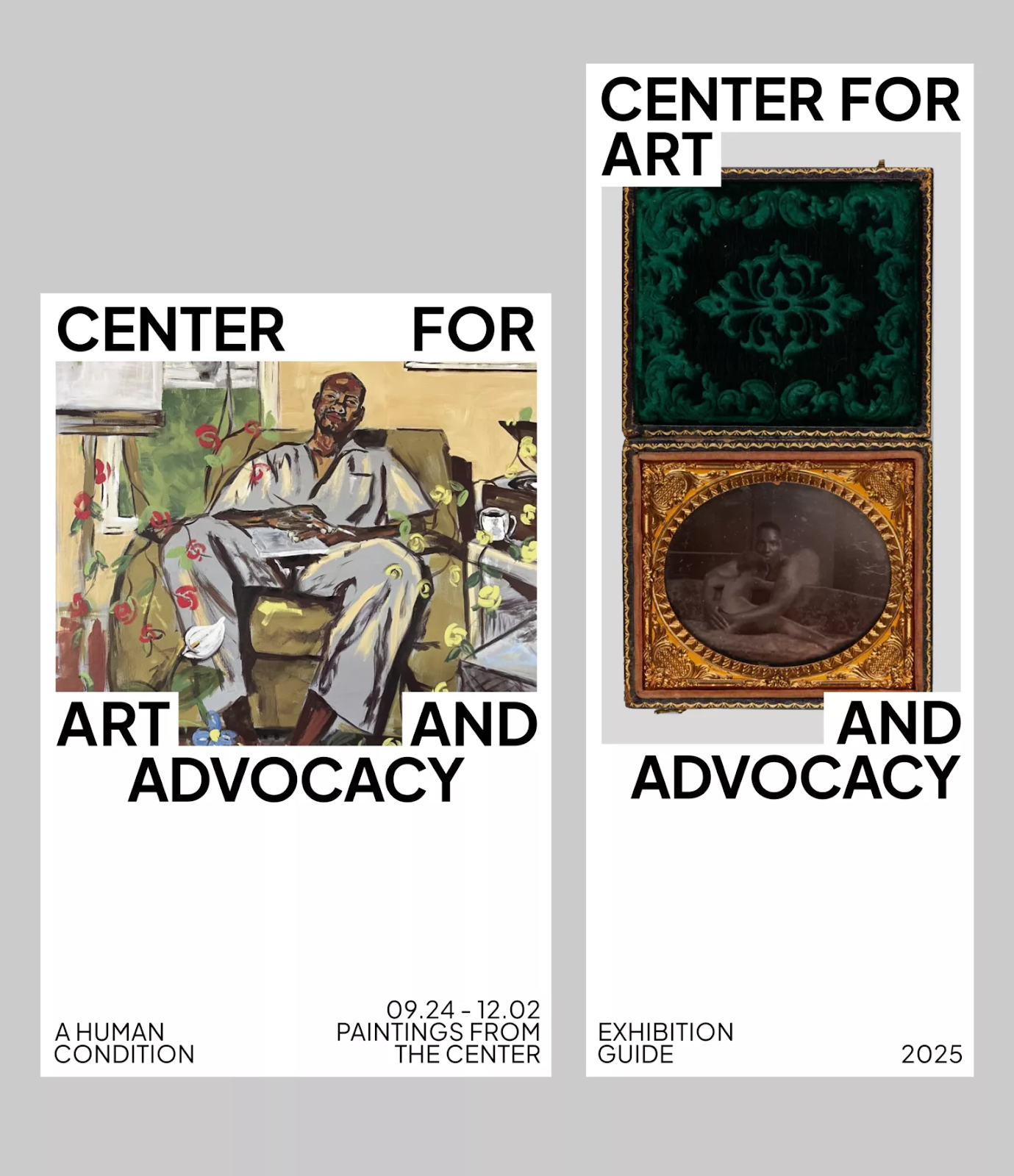 This design successfully blends classical illustrative elements with clean, modern typography to create a sophisticated and academic feel. The composition uses strong vertical divisions and high contrast between muted earth tones and stark white space to guide the viewer's eye through the information. The overall aesthetic is thoughtful, serious, and rooted in historical artistic tradition.