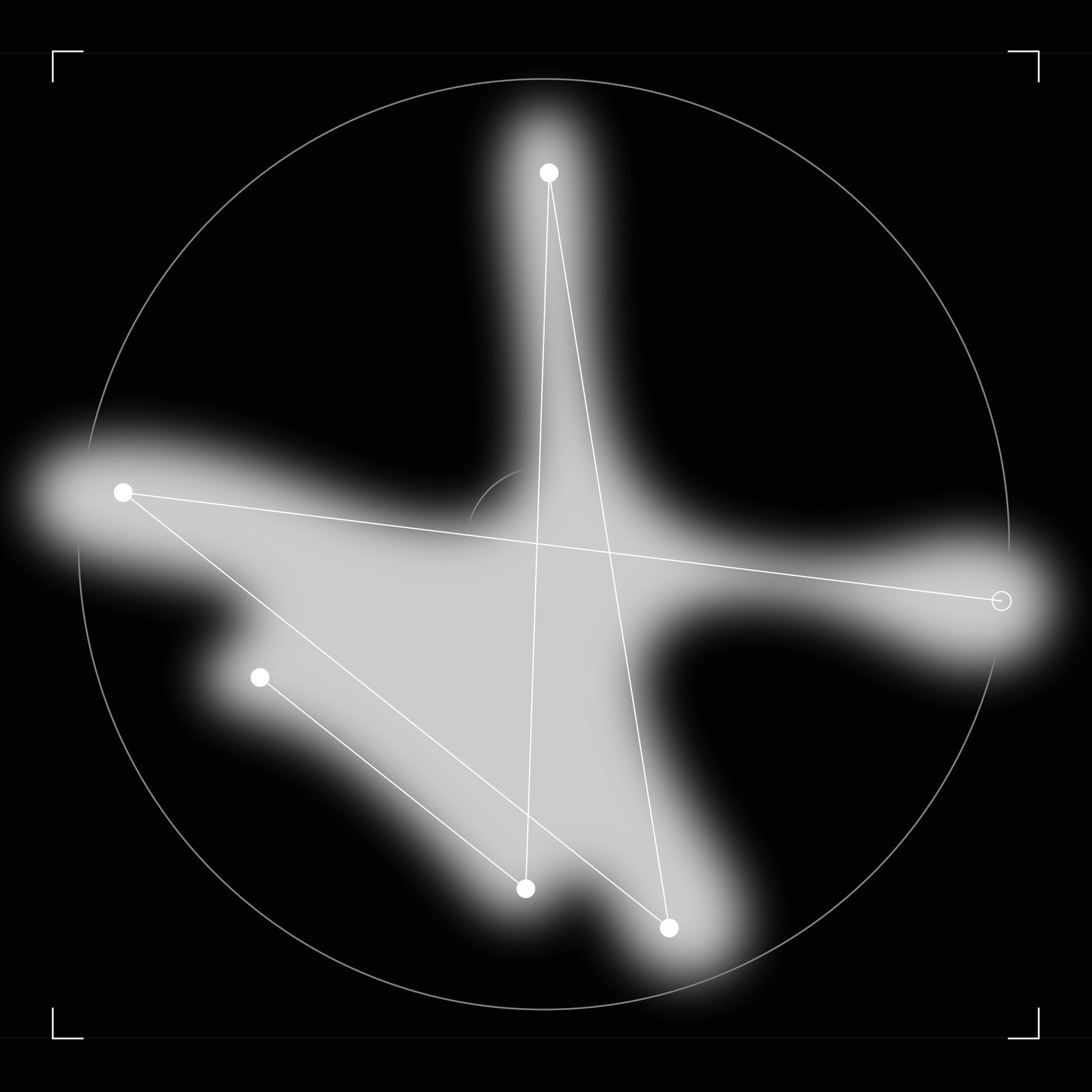 This image presents a minimalist, abstract graphic composed of intersecting lines and soft gradients against a dark background. The visual language relies on subtle light and shadow to create depth and structure, suggesting a technical or scientific diagrammatic feel.