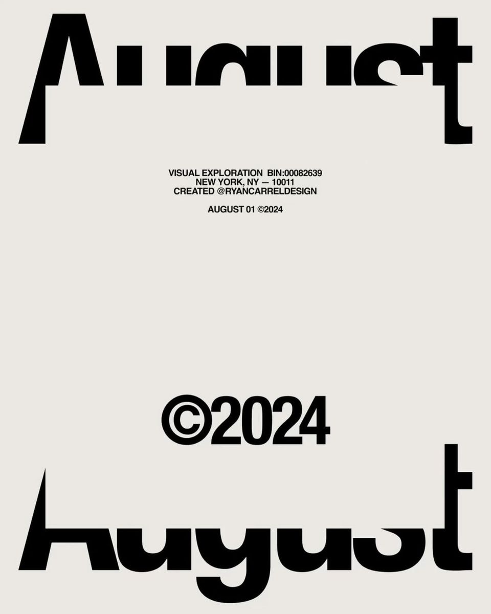 A minimalist design poster featuring bold, geometric typography with a stark black-and-white color scheme. The layout emphasizes negative space and clean lines, creating a contemporary and sophisticated visual language typical of modern design exhibitions or creative studios.
