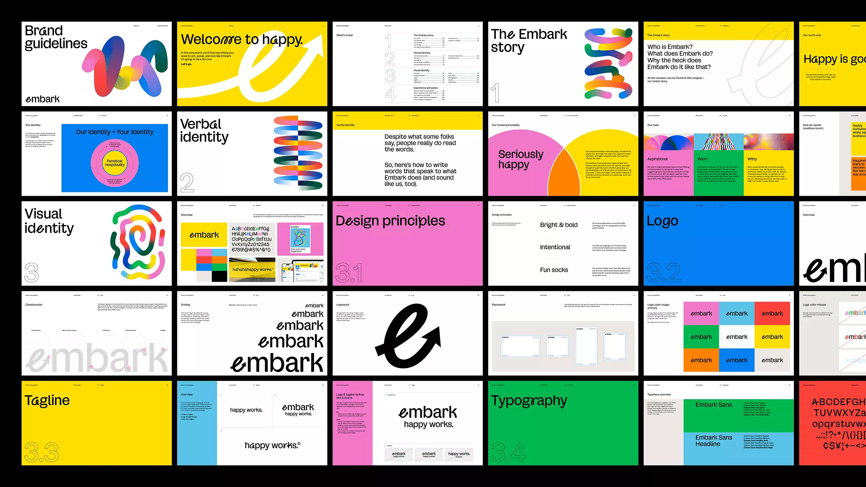 This image displays a comprehensive grid of modern branding and identity design templates, characterized by clean lines, bold geometric shapes, and a vibrant yet professional color palette. The visual language emphasizes clarity, structure, and contemporary corporate aesthetics suitable for various marketing and identity needs.