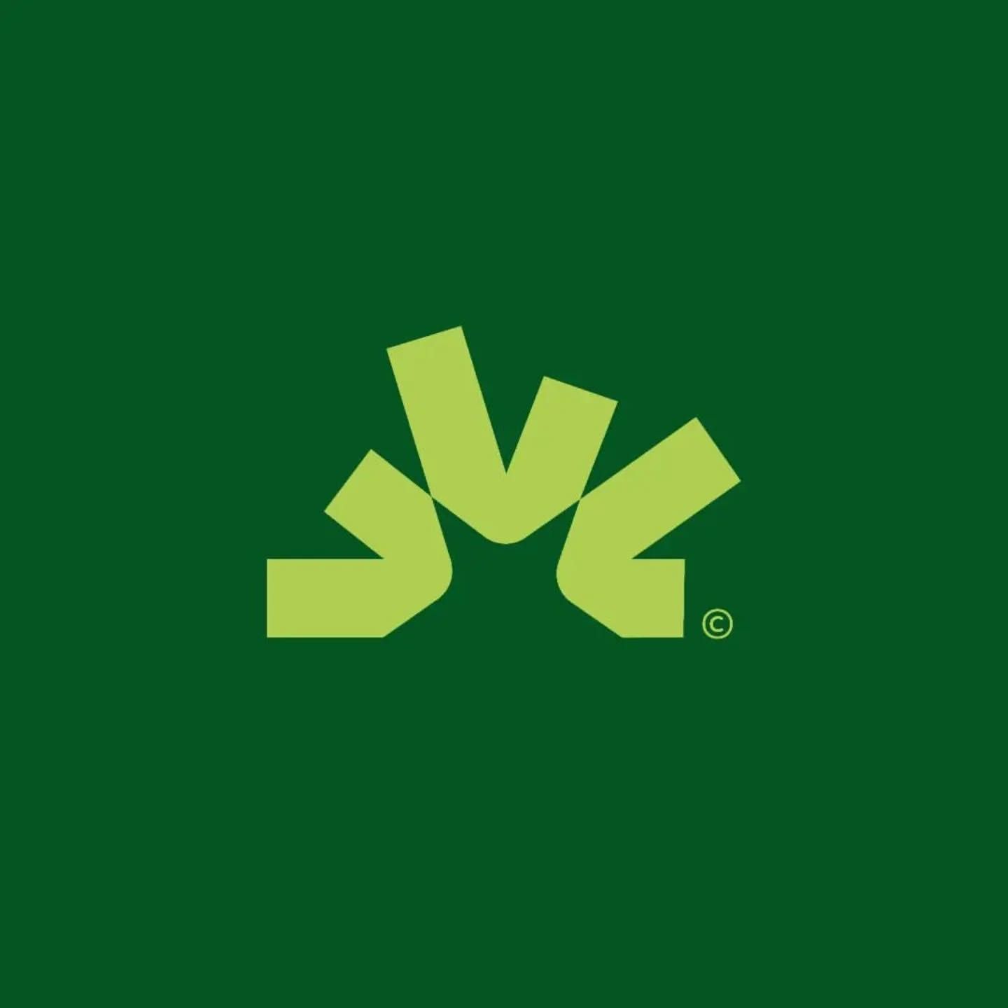 A minimalist geometric logo featuring a stylized checkmark or approval symbol composed of angular, interlocking lime-green shapes against a deep forest green background. The design employs a modern, flat aesthetic with clean lines and a balanced, symmetrical composition that conveys trust and positive affirmation.