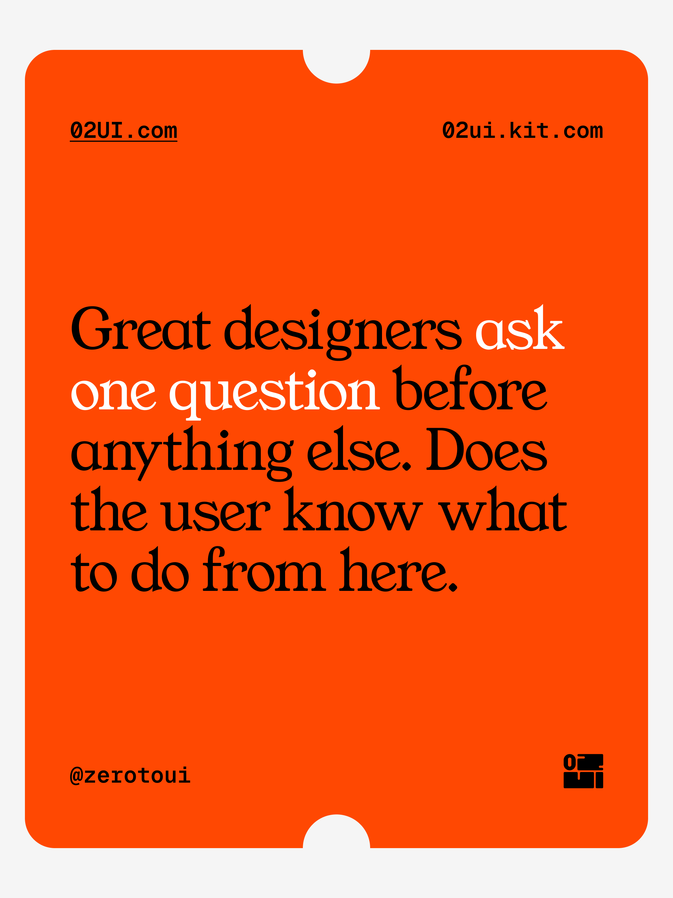 This design uses a high-contrast, energetic approach with a vibrant orange background to deliver a direct and assertive message. The visual language is minimalist, relying heavily on bold typography to emphasize the core statement.