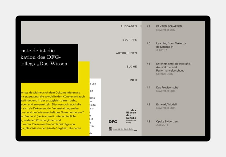 The design presents a clean, minimalist interface typical of an academic or informational website. It uses ample white space and a structured, grid-like layout to organize textual content clearly and logically.